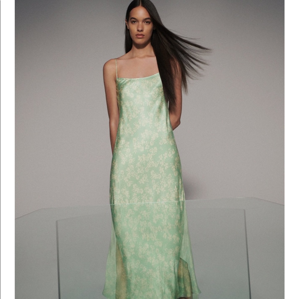 ZARA satin floral maxi dress